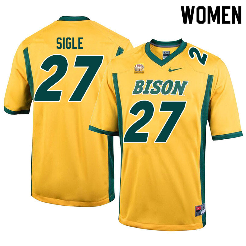Women #27 Marques Sigle North Dakota State Bison College Football Jerseys Sale-Yellow